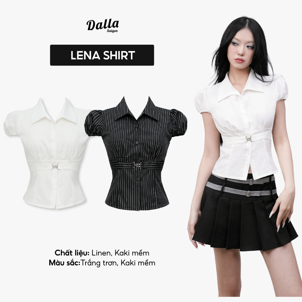 DALLA เสื้อเชิ้ตแขนสั้นเอวยางยืด (SM37)