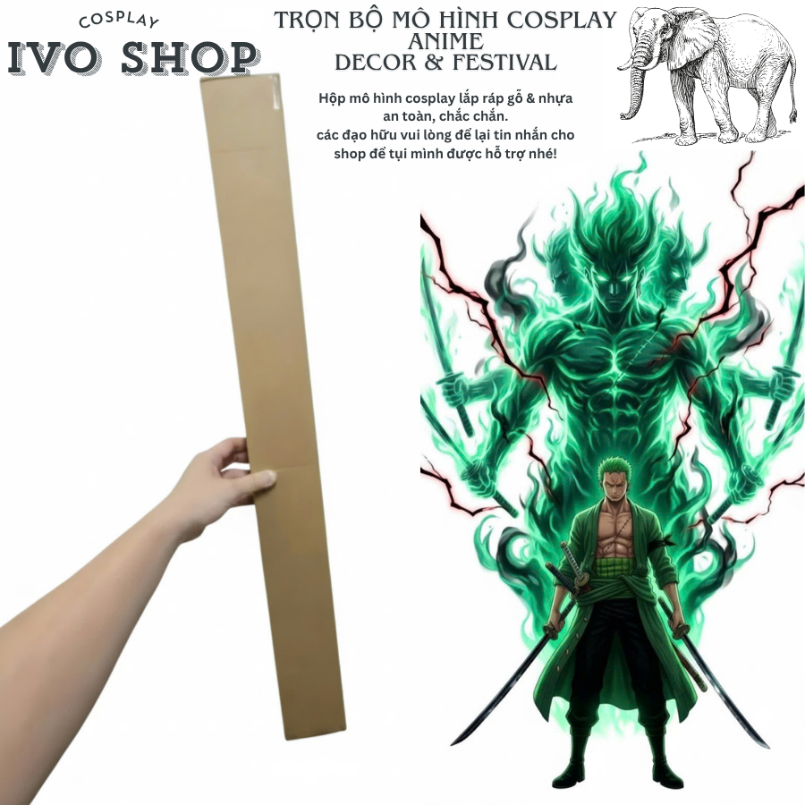 [ivoshop Cosplay] กล่องโมเดลประกอบตัวละคร Roronoa Zoro ทําจากพลาสติกและไม้พร้อมตกแต่งห้องส่วนตัวเรือ