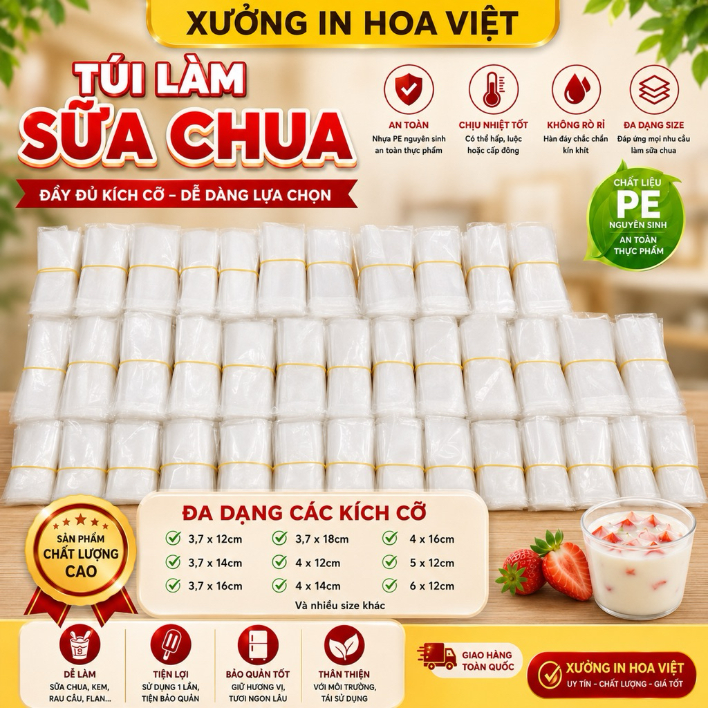 ถุงโยเกิร์ตพลาสติก ถุงไอศกรีมเต็ม ขนาด 4x12cm 4x16cm 4x18cm 3.7x16cm 3.7x18cm 4x14cm