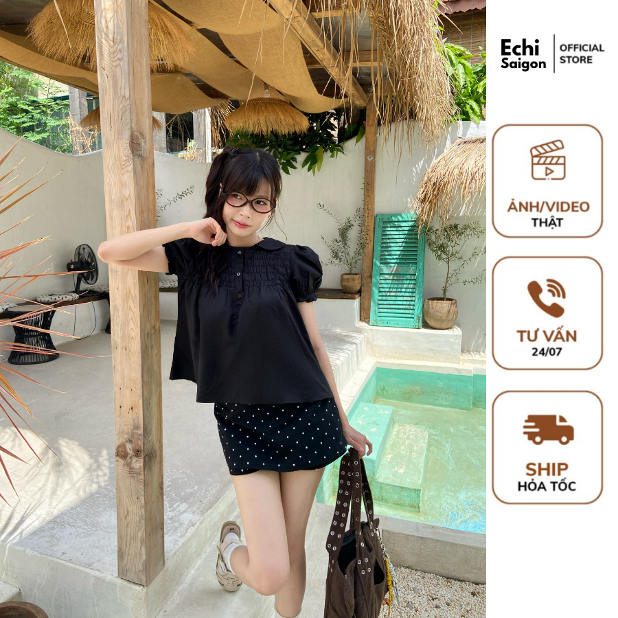 เสื้อคอปก Babydoll Echi Lotus สุดน่ารักสําหรับโรงเรียนและออกนอกบ้าน Hottrend - AO012 - AO012