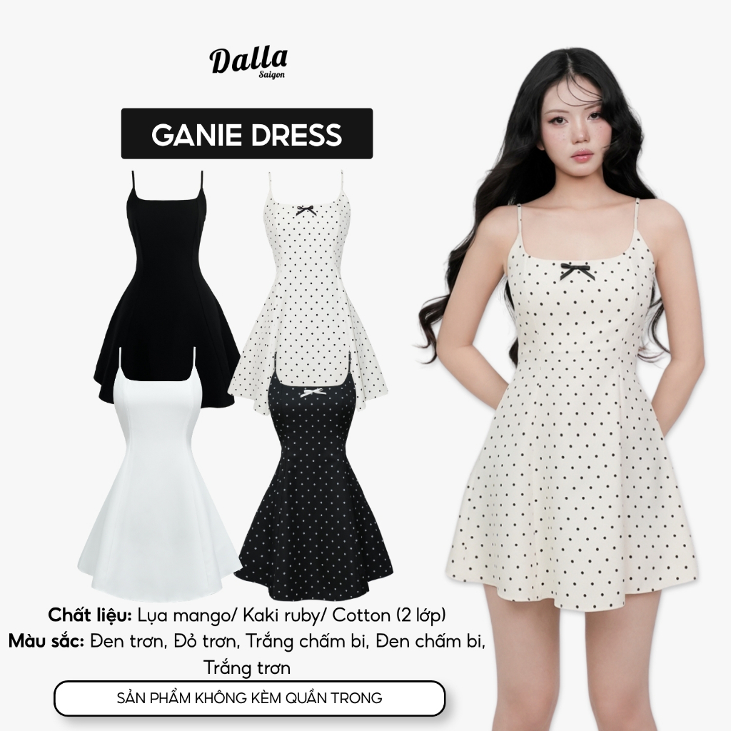 DALLA เดรสสายคอเหลี่ยมธรรมดา 2 ชั้น (D44) BSL