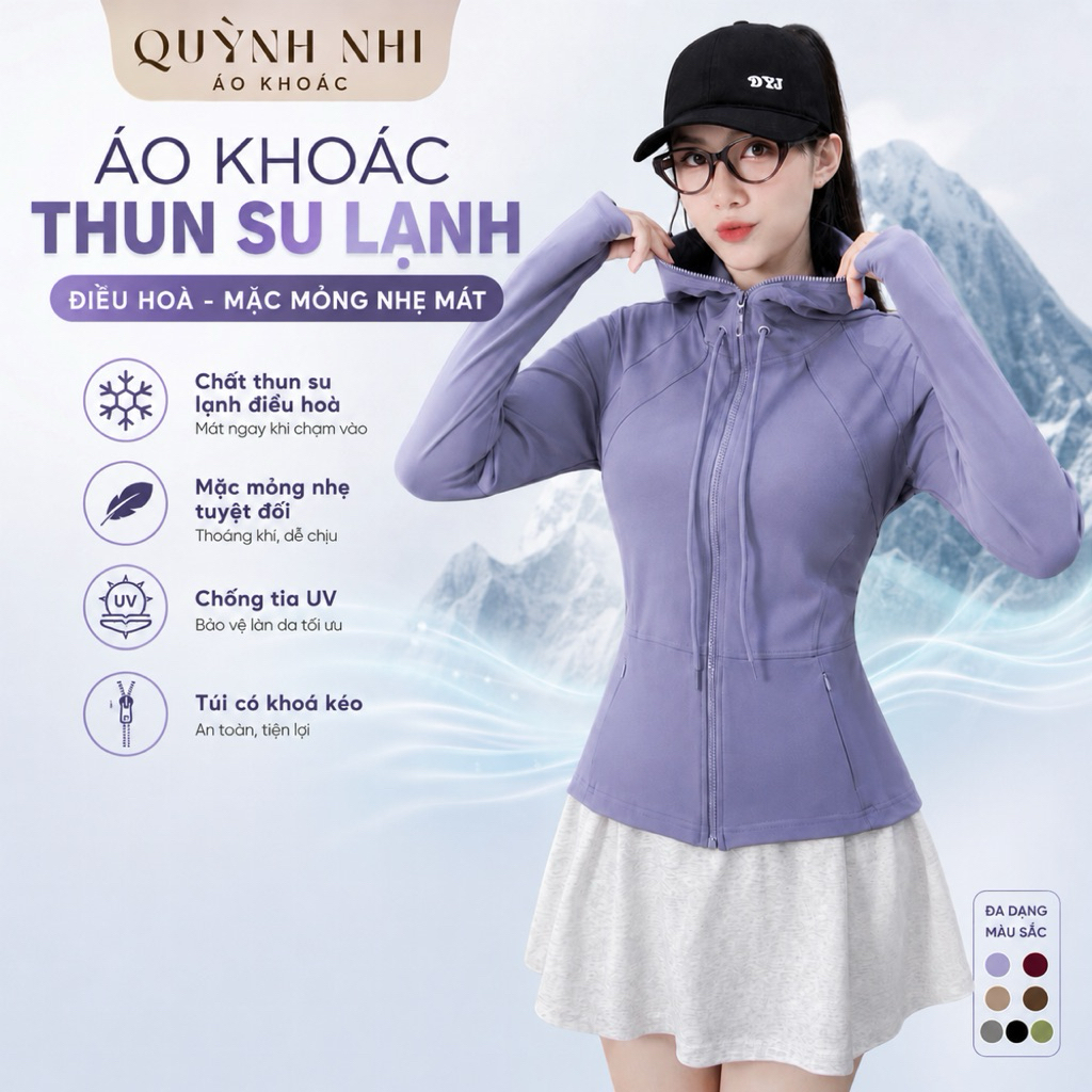 QUNH NHI - qc เสื้อแจ็คเก็ตยางยืดเย็น หมวกใหญ่ ดึงสูง เรียบและเย็น รหัส - SL9