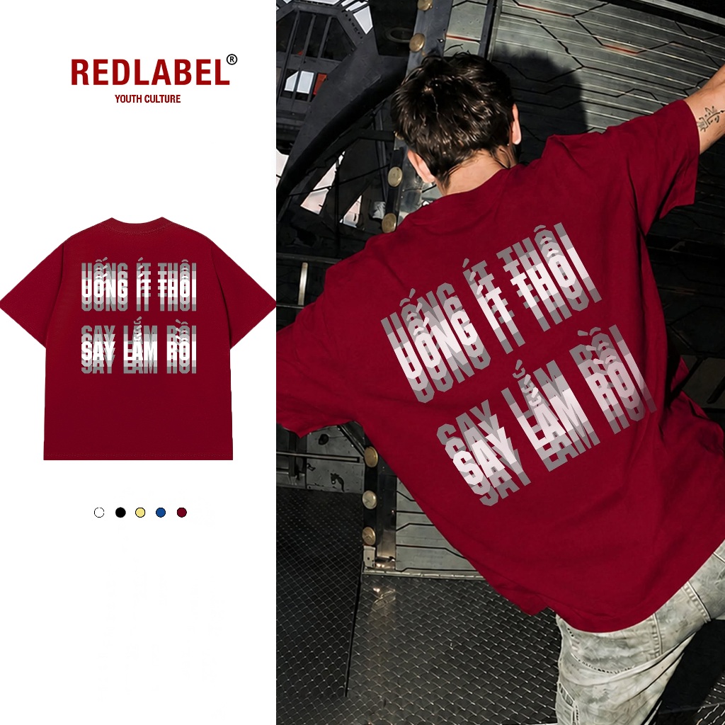 DRINK LESS SOON เสื้อยืด REDLABEL Cotton 100% เสื้อยืด Oversize สําหรับผู้ชายและผู้หญิง TS122