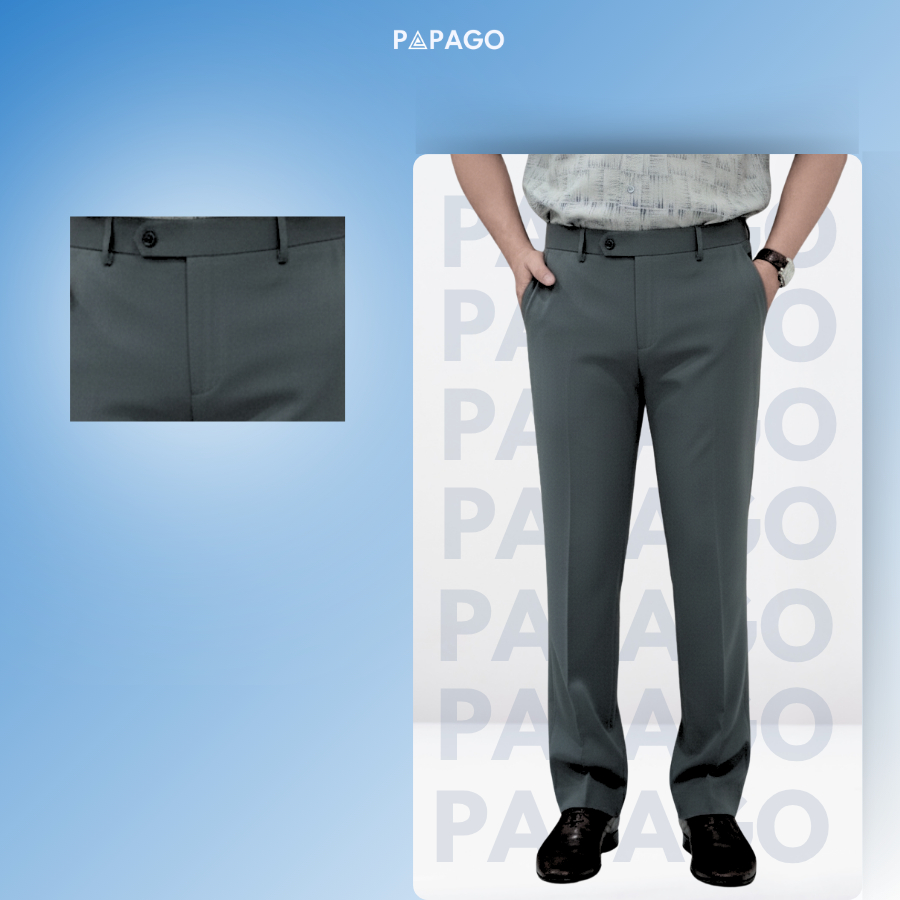 PAPAGO กางเกงผู้ชายวัยกลางคนน้ําหนักเบายืดตรงกางเกงอย่างเป็นทางการสําหรับพ่อ - P25QT001