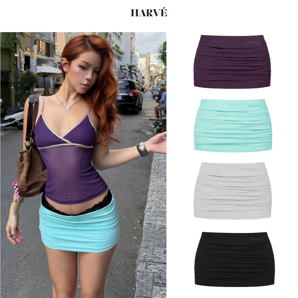 HARVÉ | BASIC RUCHED MINI SKIRT - BASIC RUCHED MINI SKIRT | บีอาร์เอ็มเอส