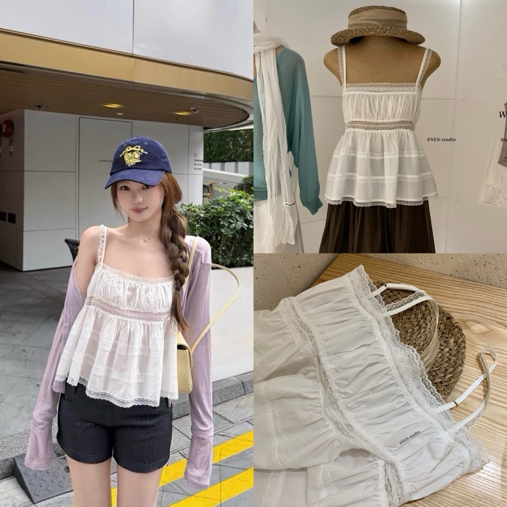 [มีจําหน่าย] NHY.studio /WGWE/ เสื้อกล้ามลูกไม้ babydoll น่ารัก 10678