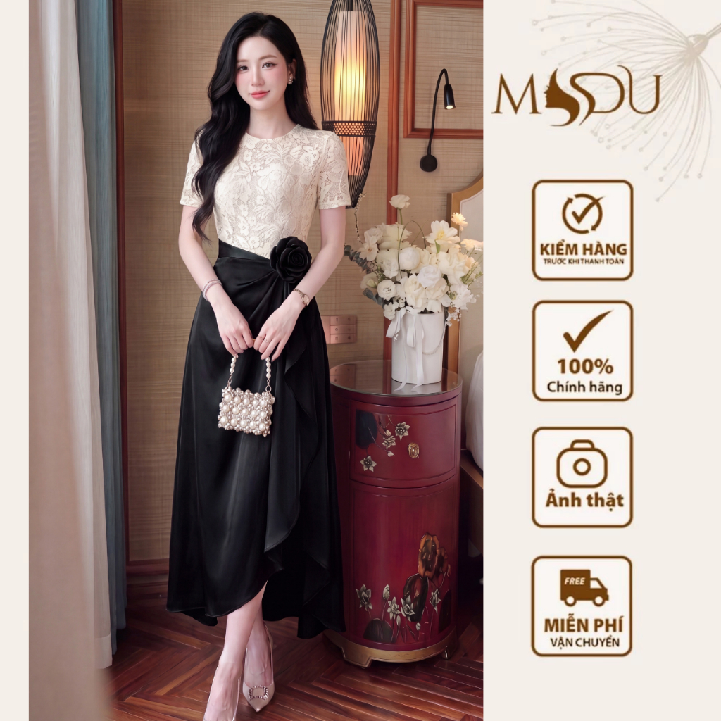 ออกแบบชุด MDU6616 Elegant Twist ซาตินนูนลูกไม้จาก MDU