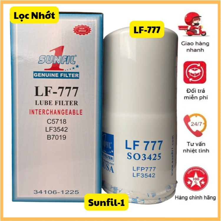 กรองน้ํามันเครื่อง LF-777 Sunfil-1_สําหรับเครื่องยนต์ดีเซลความจุขนาดใหญ่ เช่น: Cummin, Mitsubishi แล