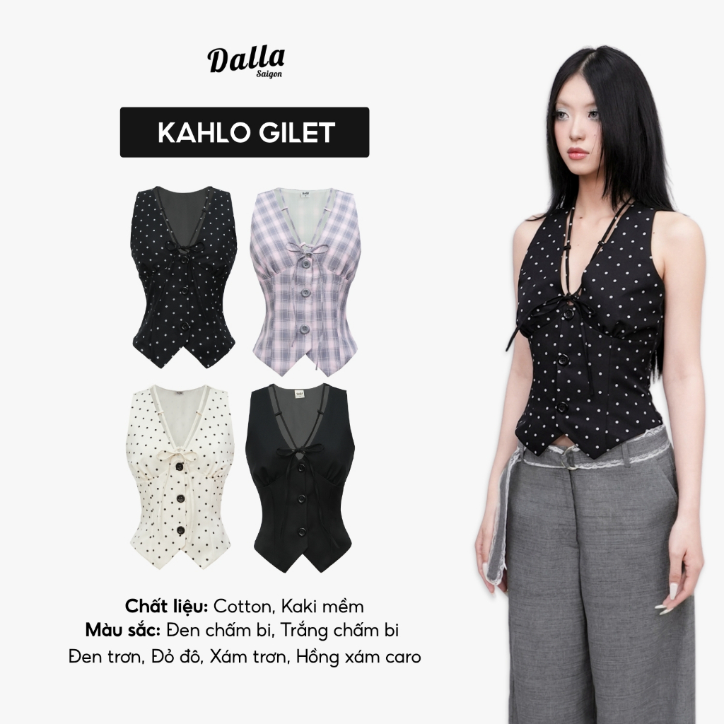 DALLA เสื้อกั๊กผูกเชือกคอวี (GL10) BSL