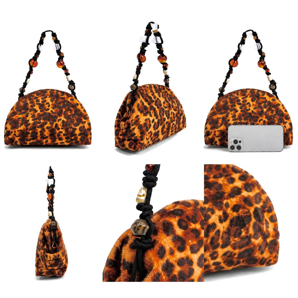 MINI LEOPARD BAG WITH BEADS - UNIQUE, PERSONALITY