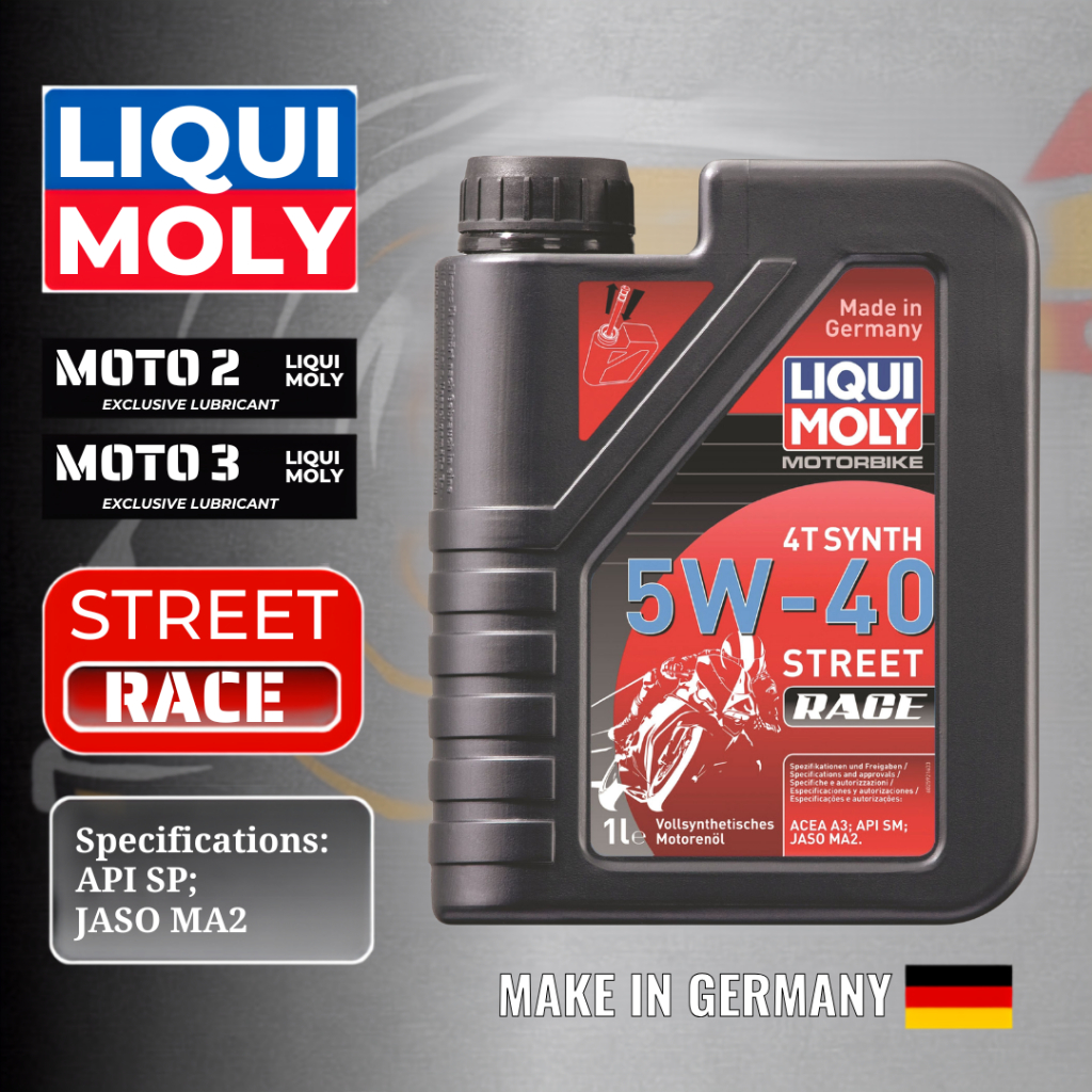 น้ํามันพรีเมี่ยม 4T 5W40 Street Race LIQUI MOLY 1 ลิตร เฉพาะของแท้ Moto2, Moto3