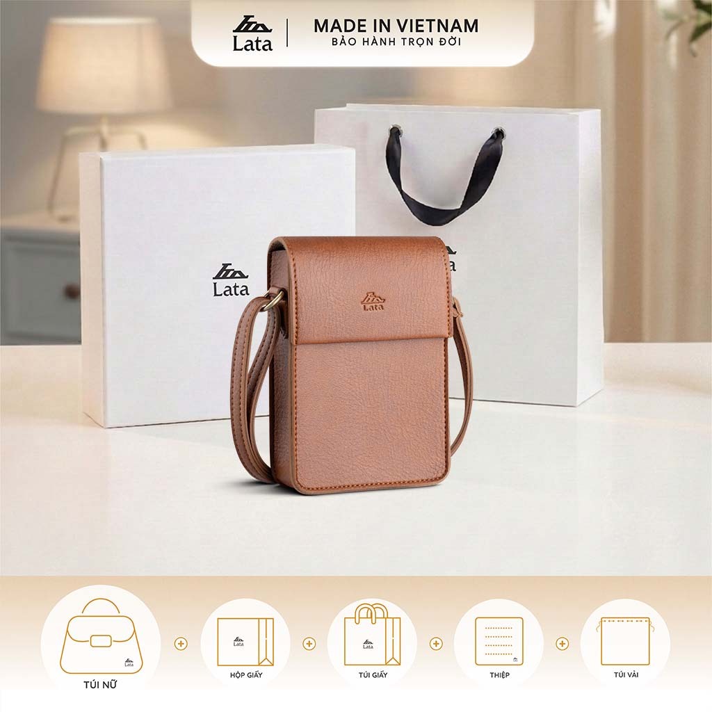 LATA ชุดกล่องของขวัญสีขาว (LATA HN121 กระเป๋าสะพายข้างผู้หญิง + กล่องของขวัญ HQ2T + ถุงกระดาษ TG2T +