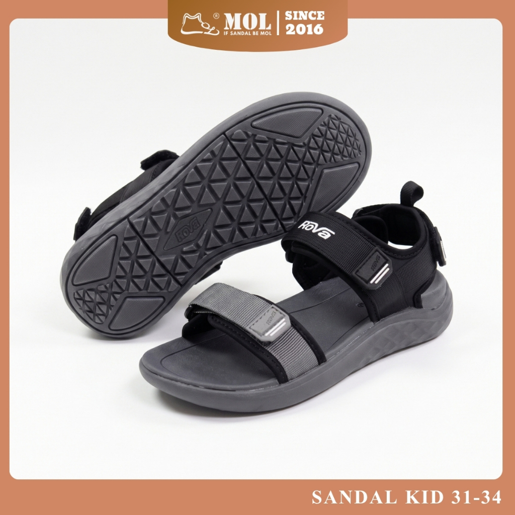 [ขนาด 31-34] Rova RV2632BG Sandal Phylon Sole 2 Cross Straps Umbrella Fashion School for Men and Wom