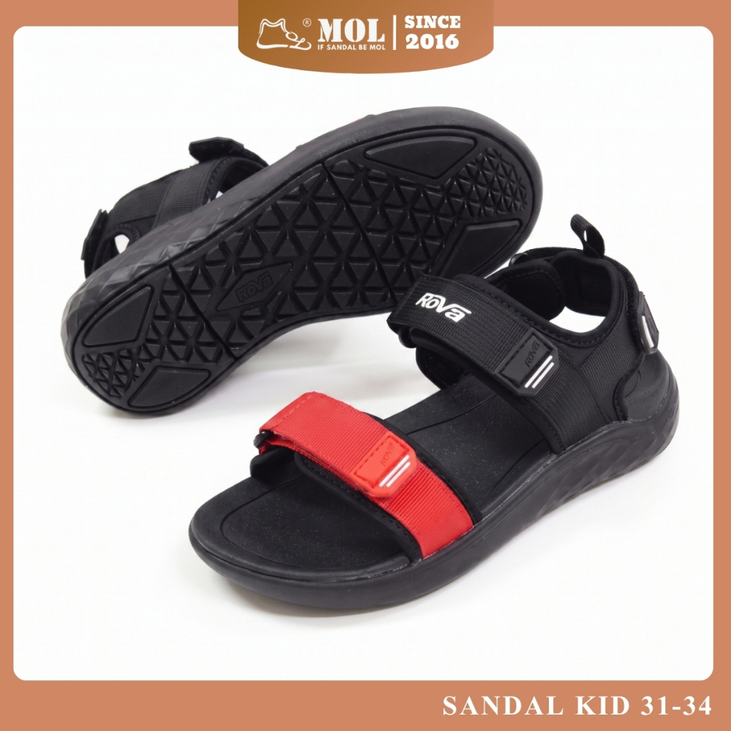 [ขนาด 31-34] Rova RV2632RB Sandal Phylon Sole 2 Cross Straps Umbrella Fashion School for Men and Wom