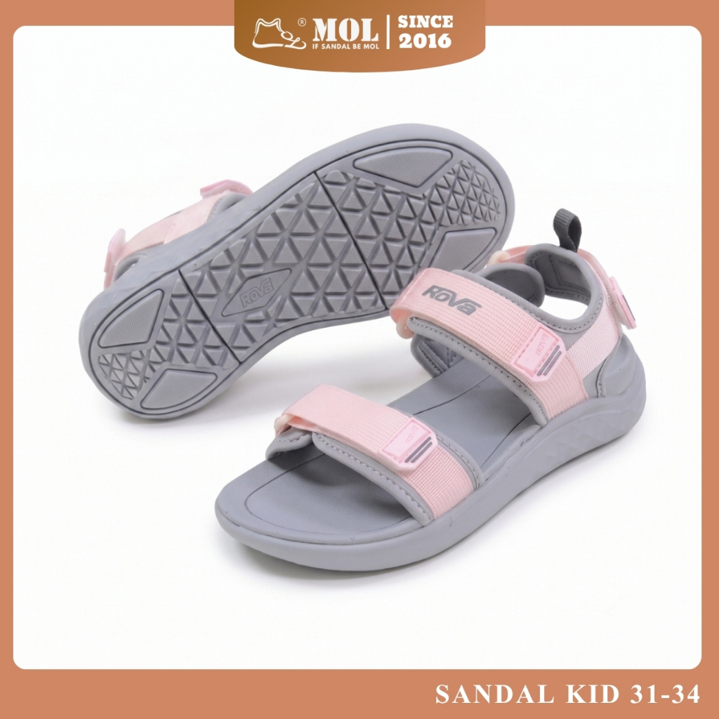 [ขนาด 31-34] Rova RV2632P Sandal Phylon Sole 2 Cross Straps Umbrella Fashion School for Men and Wome