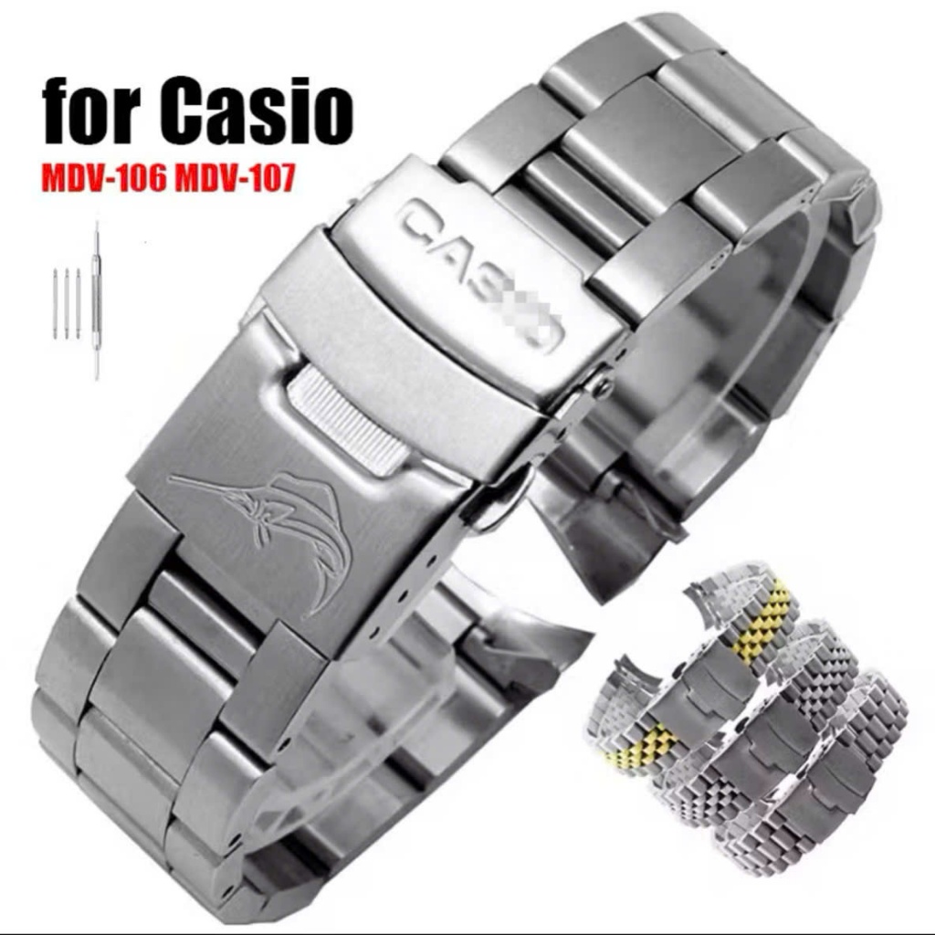 [ EXPRESS ] สายนาฬิกาสแตนเลสหล่อ C-asi-O สําหรับนาก MDV-106 MDV-107 2784 ฟรีวงเปลี่ยน