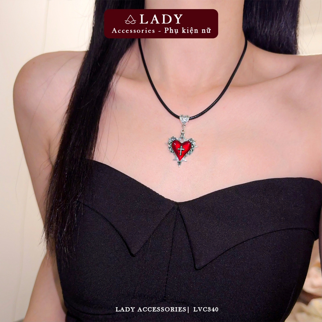 สร้อยคอโชคเกอร์หัวใจไขว้ส่วนบุคคล สร้อยคอสไตล์ Y2K เครื่องประดับแฟชั่น Lady LVC340
