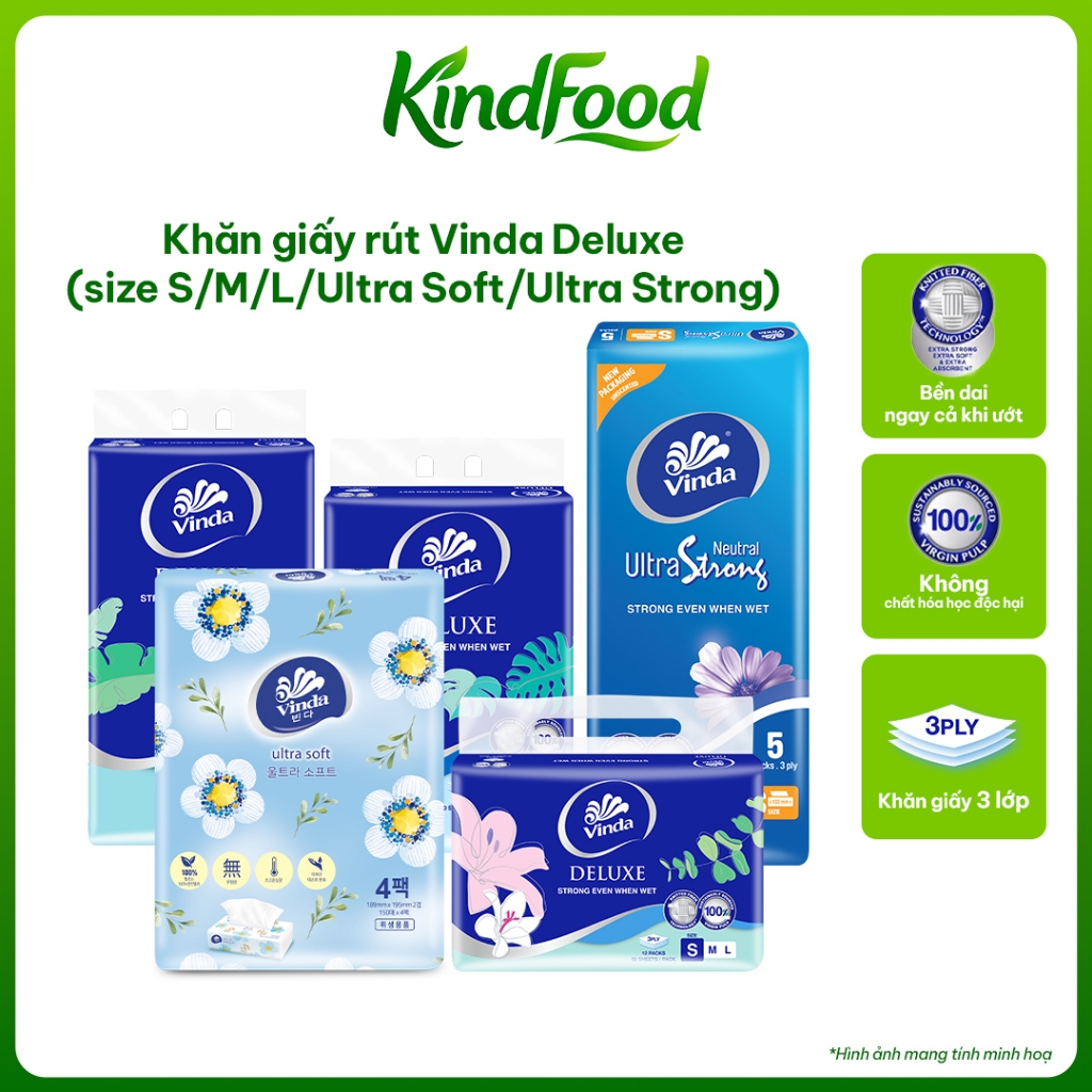 Vinda Deluxe S/M/L/ทิชชู่ 3 ชั้นนุ่มพิเศษ/แข็งแรงเป็นพิเศษ