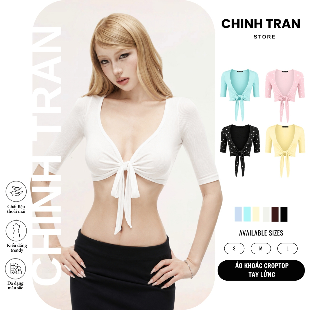 เสื้อแจ็คเก็ตผูกเชือกครึ่งแขนกระชับสัดส่วนในยางยืดยืด - CHIHH TRAN STORE
