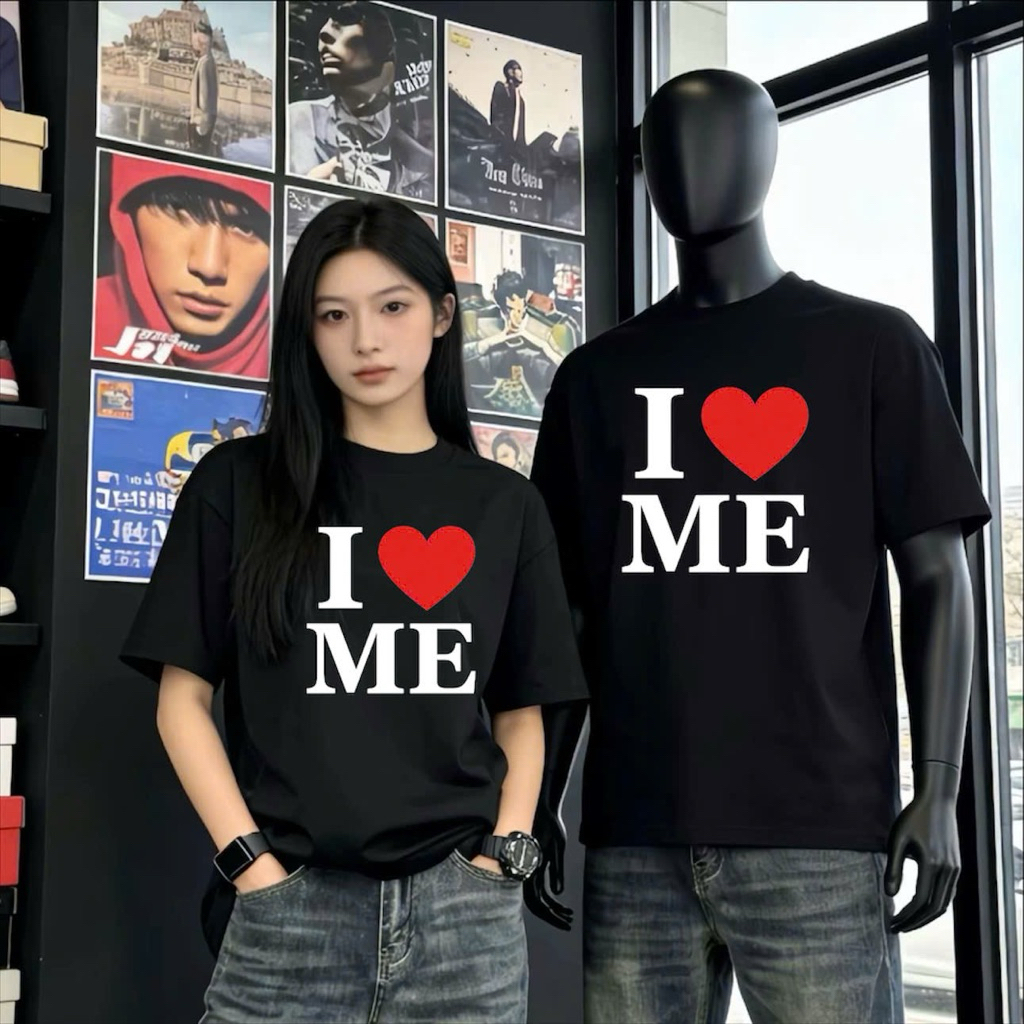 [ใหม่]เสื้อยืดผู้ชายและผู้หญิงผ้าฝ้าย 100% นุ่มง่ายต่อการพิกัด - เสื้อ I Love Me