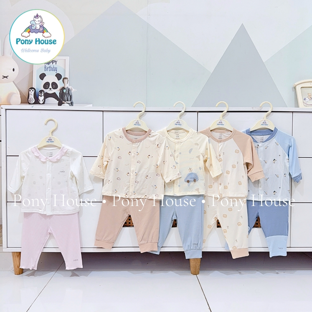 Straight Nous Long-Sleeved Clothes Set (กลางวาง) Nu Petit Material Size สําหรับทารก 0-3 เดือน ถึง 9-