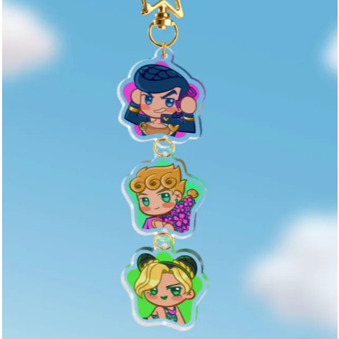 JJBA: พวงกุญแจอะคริลิคแบบเชื่อมต่อ - Josuke, Giorno และ Jolyne