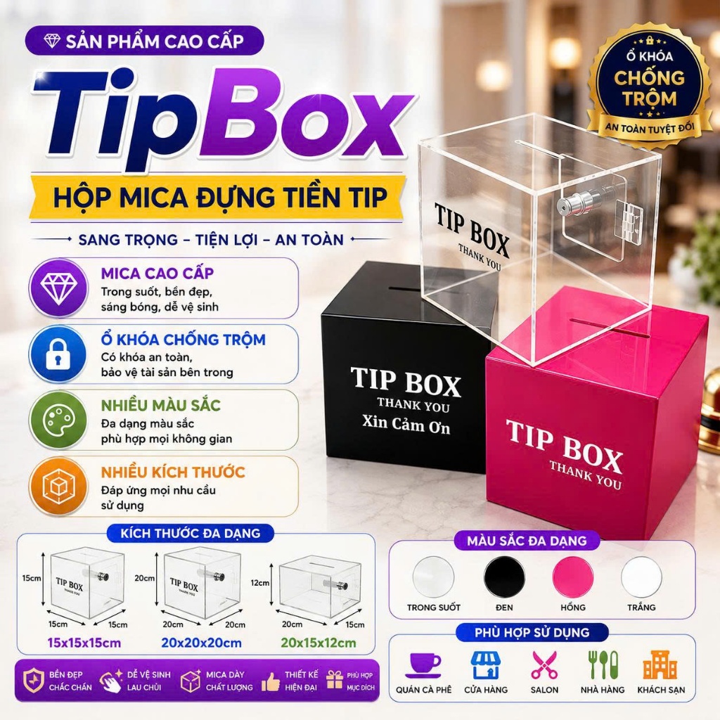 MICA MONEY TIP BOX พร้อมล็อค - TIP BOX สําหรับ PAYING COUNTER 15CM 20CM 25CM