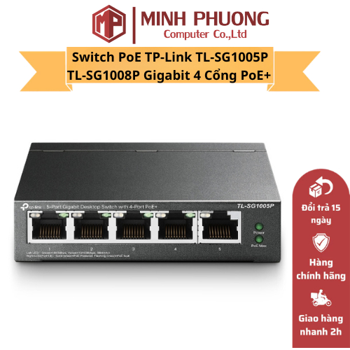 TP-Link PoE Switch TL-SG1005P - TL-SG1008P พอร์ต Gigabit 4 PoE+ 65W/64W เคสโลหะแท้