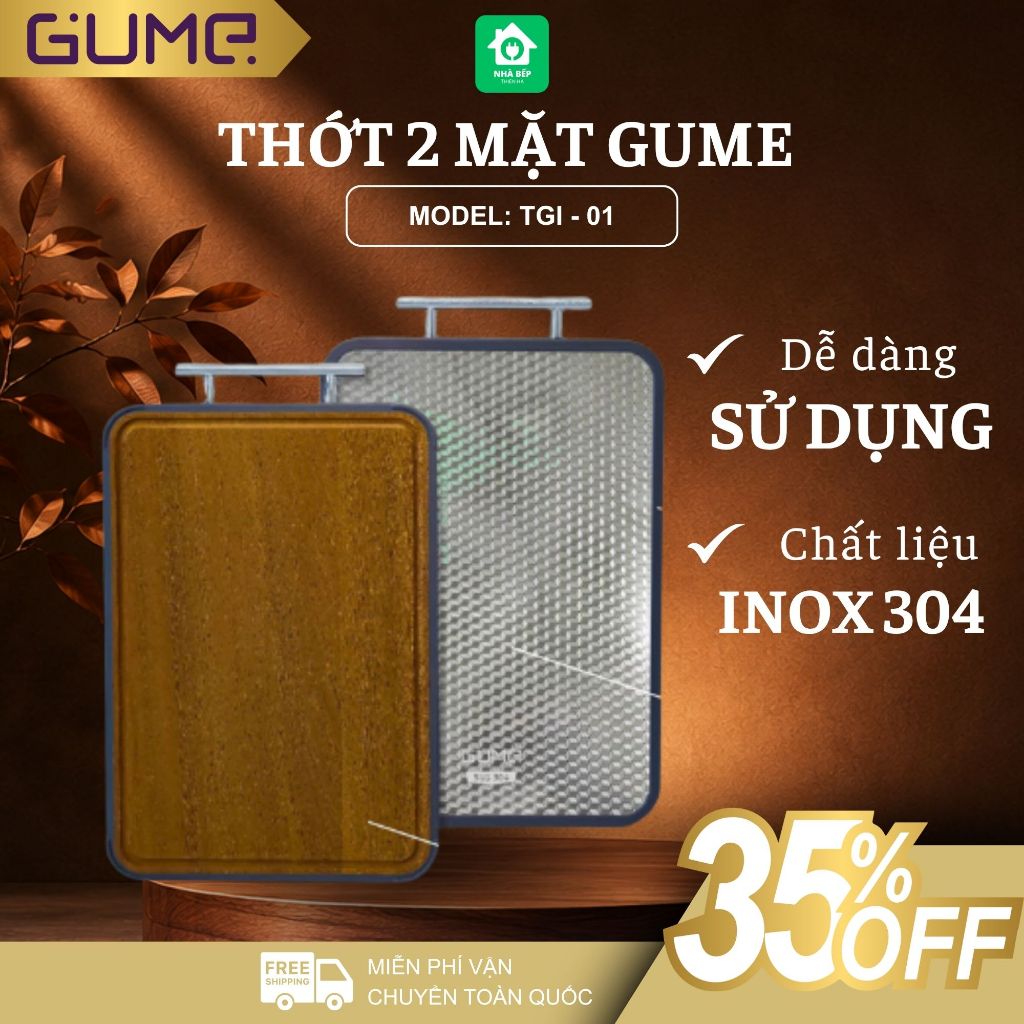 Gume TGI-01 เขียงสองด้าน แยกออกแบบอาหารดิบ สแตนเลส 304 ทําความสะอาดง่าย - Thien Ha Kitchen