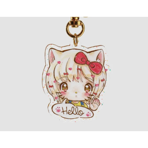 Hello Kitten ~ Gijinka kawaii chara fan art ♡ พวงกุญแจอะคริลิคกากเพชรอีพ็อกซี่