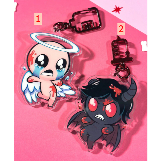 พวงกุญแจ The Binding of Isaac TBOI - Isaac และ Azazel - พวงกุญแจอะคริลิกเคลือบเงา Charms