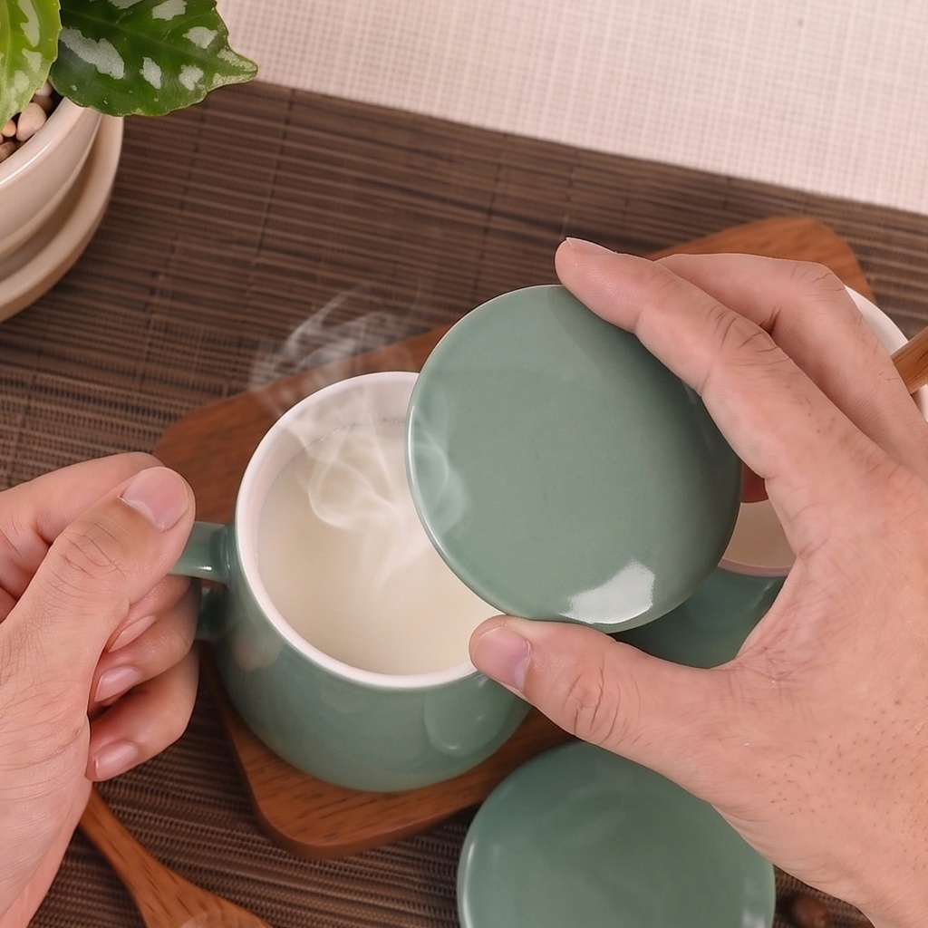 Bat Trang คุณภาพสูงเคลือบสี Porcelain Cup 250ml - 400ml - Office Coffee Ceramic Cup ของขวัญที่สวยงาม