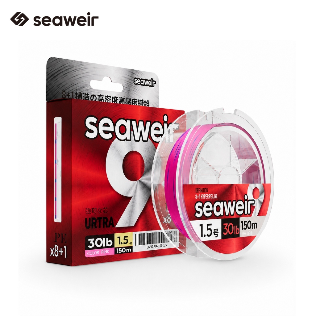 SEAWEIR V3 X9 (8+1) สายตกปลา PE สายถัก 9 แกน ซุปเปอร์สมูท ขว้างยาว ตัวกลม ความแข็งแรงสูง ทนการขัดถู
