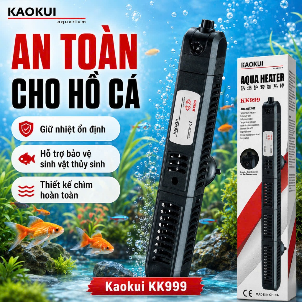 KAOKUI KK999 เครื่องทําความร้อนตู้ปลา | ฝาครอบพลาสติกที่ปลอดภัย, | เครื่องทําความร้อนตู้ปลา