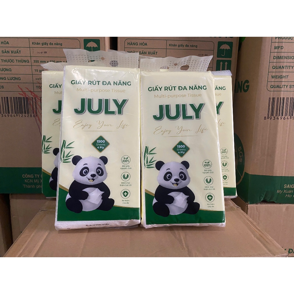 [COMBO 3-5 PACK] กระดาษทิชชู่อเนกประสงค์ติดผนัง JULY 1500 แผ่น/4 ชั้น