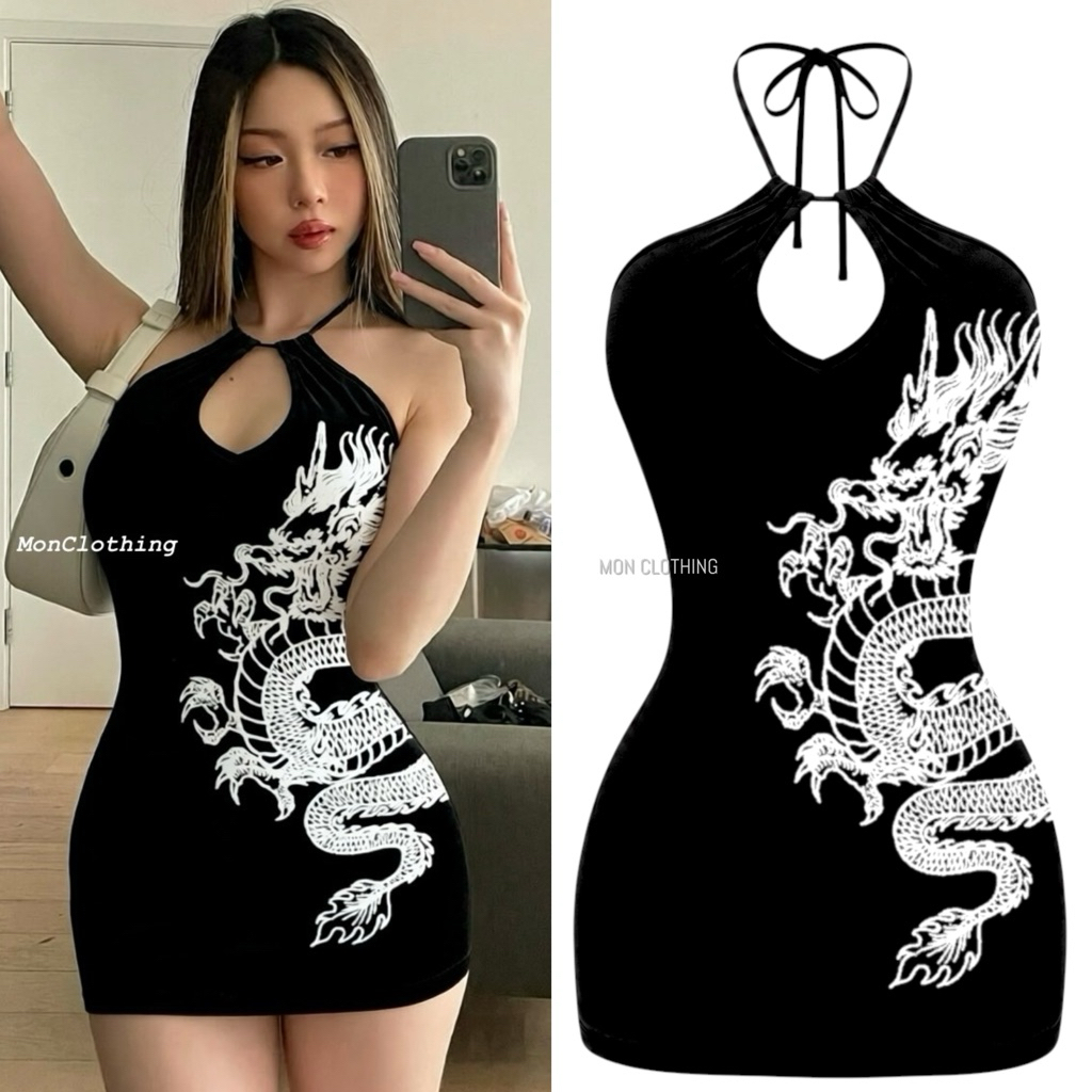 BLACK STYLE Y2K STRETCH DRESS - เสื้อผ้าจันทร์