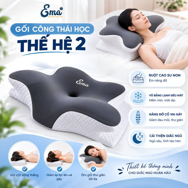 EMA Generation 2 หมอนปวดไหล่และคอ - หมอนตามหลักสรีรศาสตร์สําหรับการนอนหลับด้านข้างและคอและไหล่บรรเทา