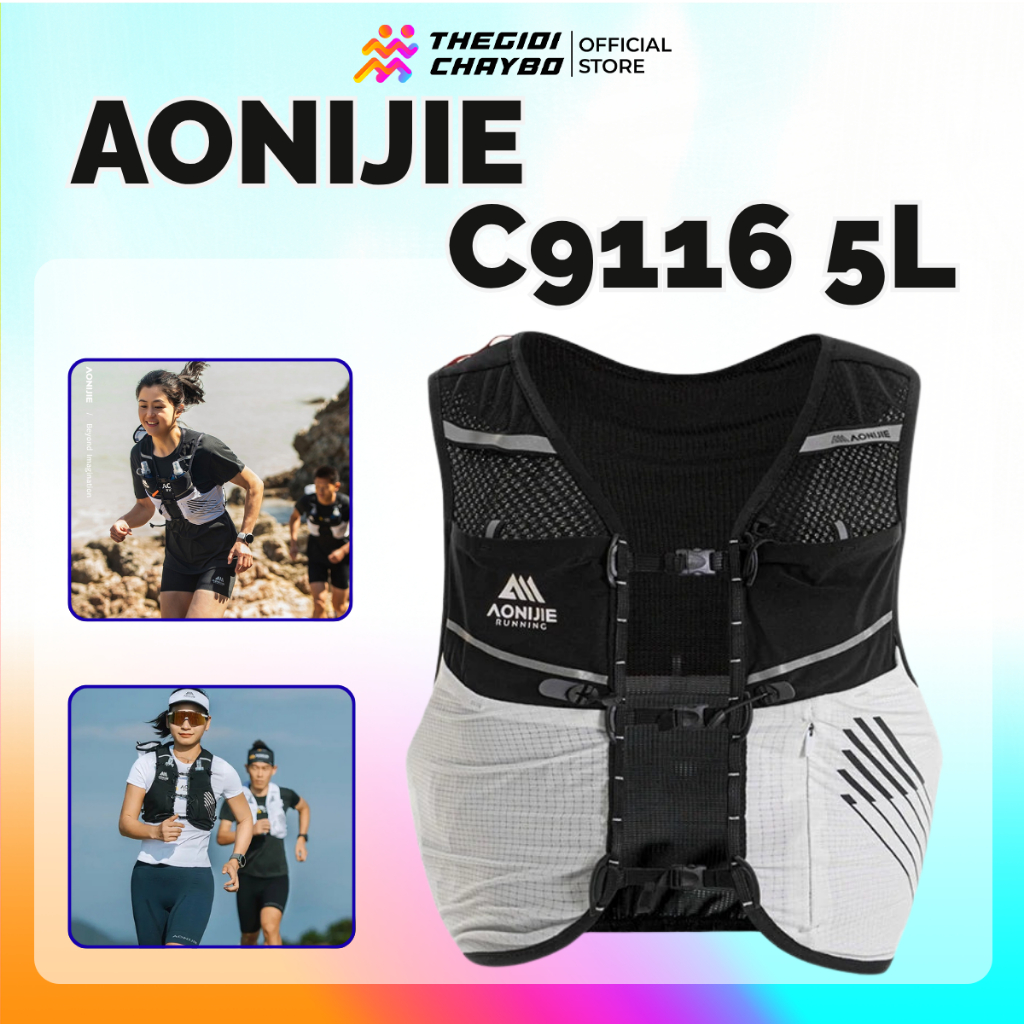 Aonijie C9116 เสื้อกั๊กน้ําสําหรับวิ่งความจุ 5 ลิตรสําหรับเดินป่าเทรลกันน้ํา