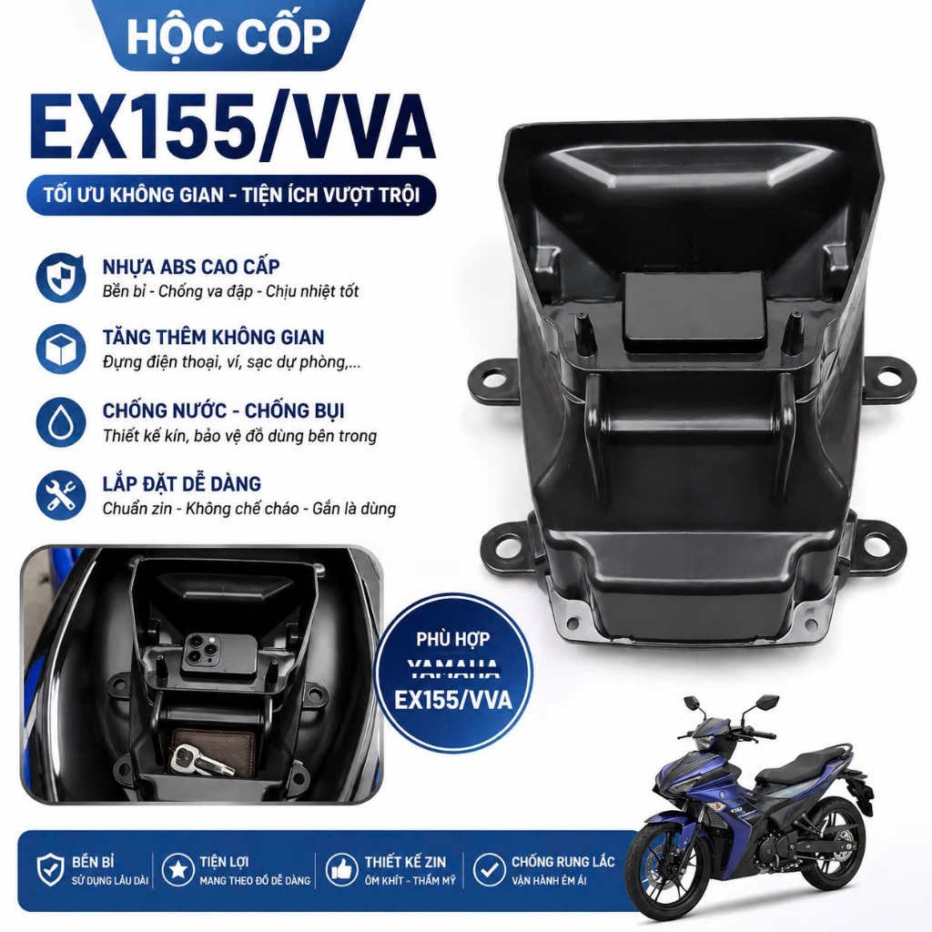 NEW EX155 - ช่องท้าย EX155/VVA - ช่องท้ายเบาะ Exciter - อะไหล่รถมอเตอร์ไซค์ caoduongraci