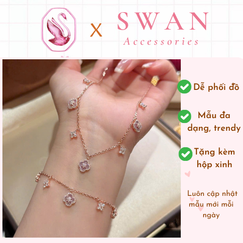 (LT05) VCA Four-Leaf Clover Silver Womens Bracelet with High Quality Rose Gold Stone
