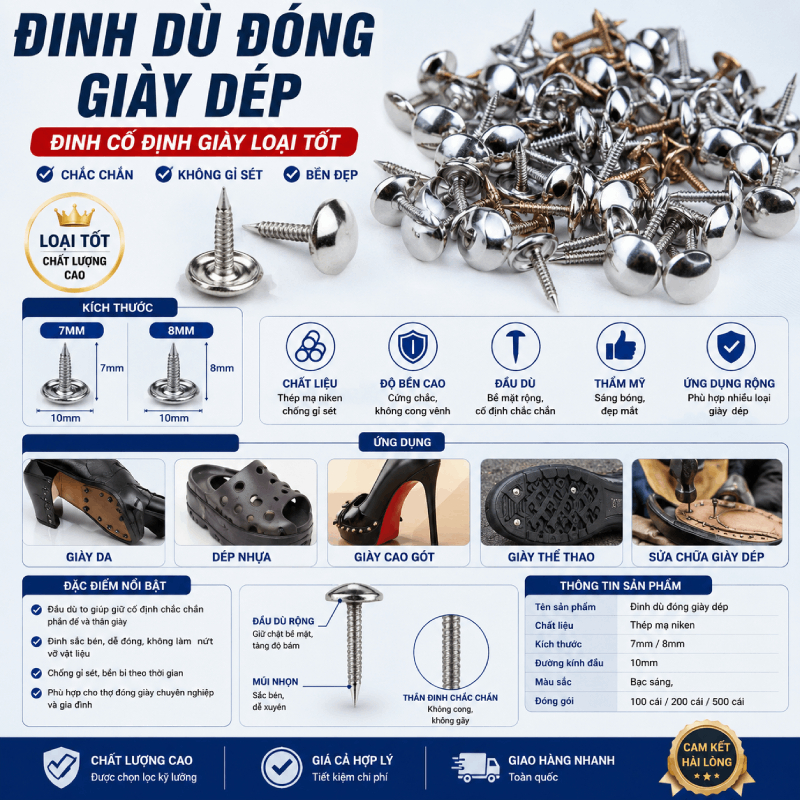 PURCHASE NAILS FOR FOOTWEAR - รองเท้าที่ดี FIXING NAILS (7MM - 8MM)
