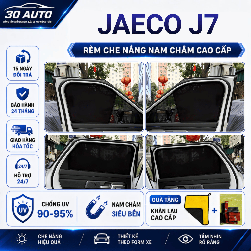 JAECOO J7 ม่านบังแดดรถยนต์ Type 1 TL Auto Anti-UV 2 ปี [ผ้าทําความสะอาดฟรี]