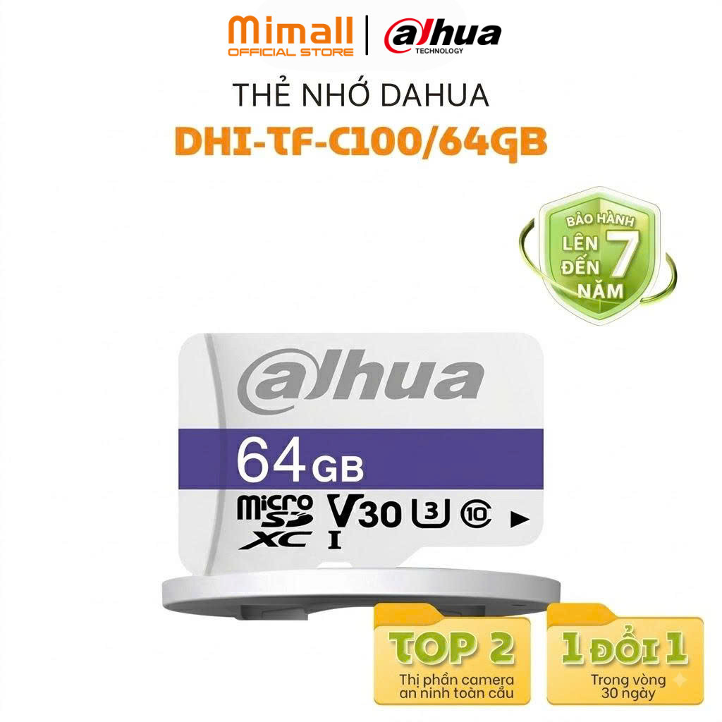 การ์ดหน่วยความจําของแท้ DAHUA SD Card 64G/128GB สําหรับกล้อง [DHI-TF-C100/64GB/128GB]