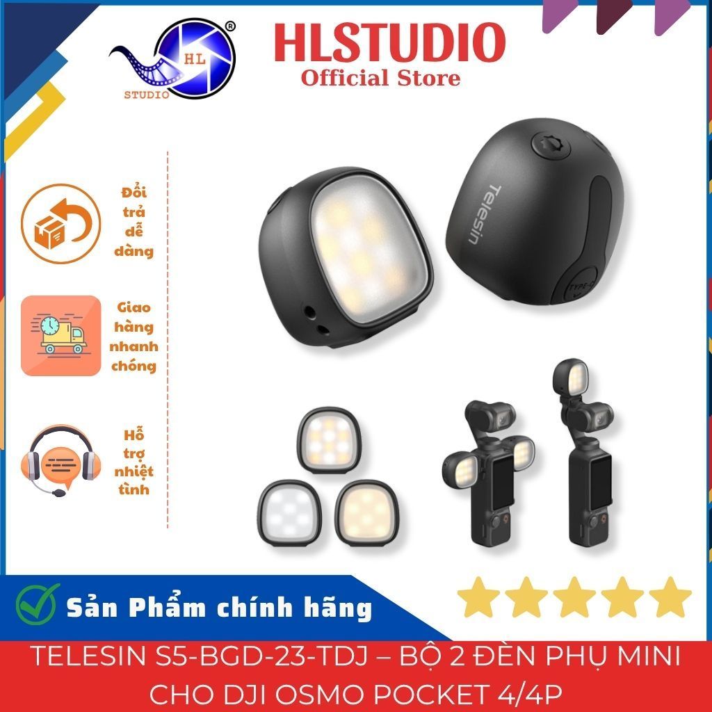 ชุด Mini Telesin S5-BGD-23-DJ ไฟเสริมสําหรับ DJI Osmo Pocket HL Studio Magnetic Mount