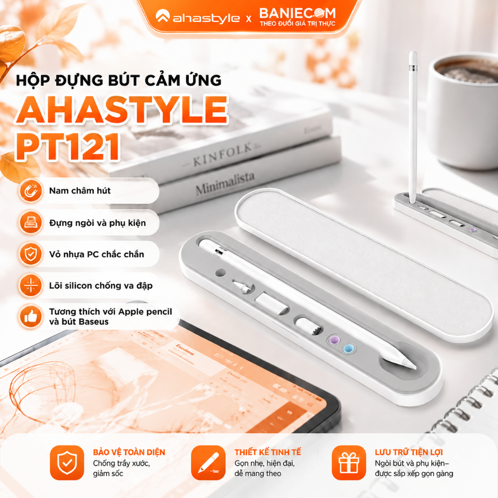 เคสปากกาสัมผัสป้องกันการกระแทกของ Ahastyle PC+Silicone พร้อมแม่เหล็กแรงสูง