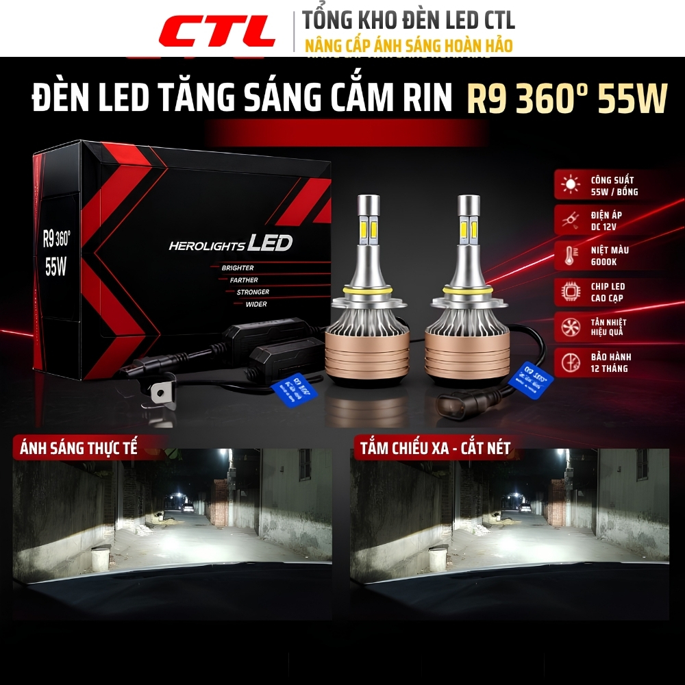 CTLIGHT ไฟหน้ารถ 12V/หลอดไฟคอส/ซ่อนพร้อมหมุด H4,H1,H7,H11/8/9,H16,HB3,HB4 R9 ไฟหน้า