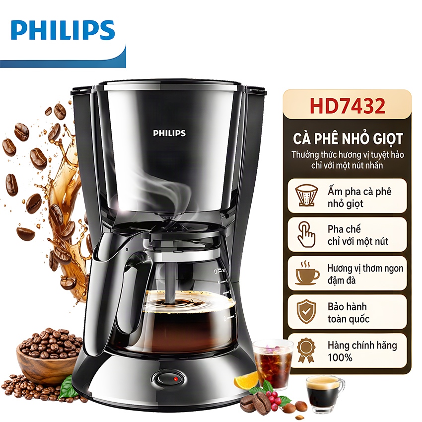 [MALL] เครื่องชงกาแฟแบบหยดของสาย Daily Collection แบรนด์ดัตช์ระดับพรีเมียม Philips HD7432 -
