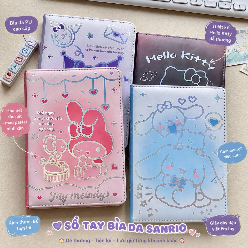 B6 My Melody Leather Cover Notebook Cute Sanrio Notebook PU Notebook Notebook Study Notebook Station