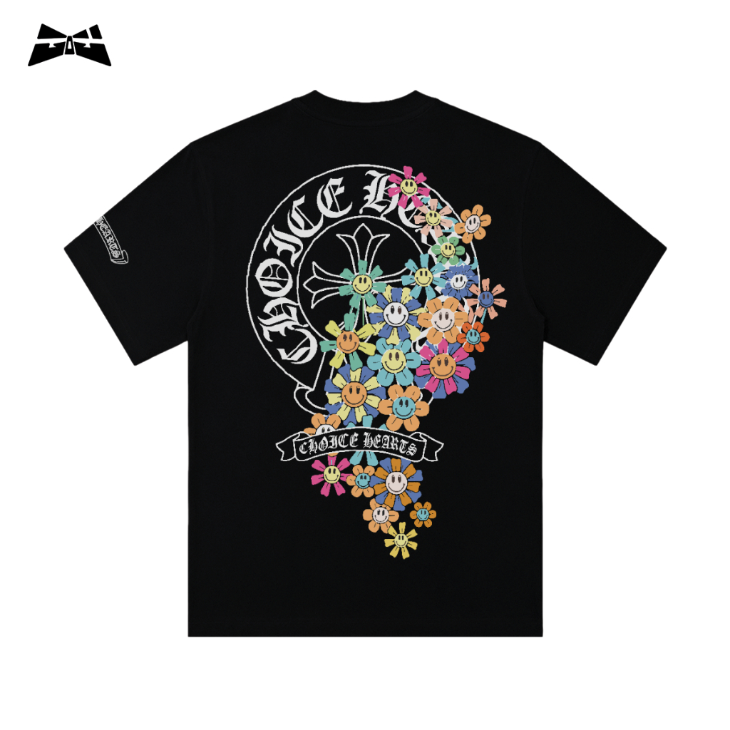 CHOICE HEARTS SMILEY FLOWER HORSESHOE GRAPHIC COTTON PREMIUM UNISEX Loose Format T-SHIRT - GIGA STOR