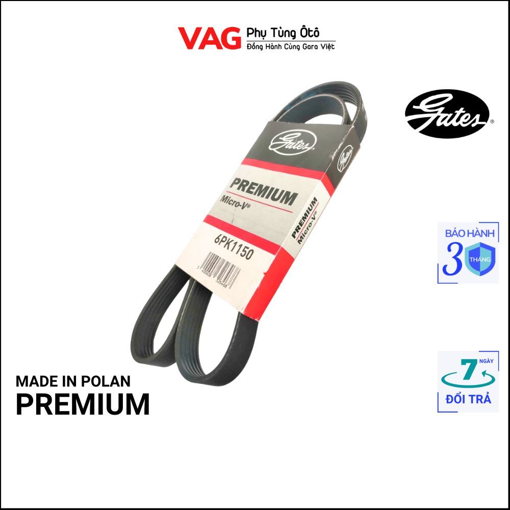 สายพานทั่วไป Gates สําหรับ Toyota Vios, Yaris Engine 1NR-FE 1.3L / 2NR-FE 1.5L (2016 - 2022) รหัส 6P